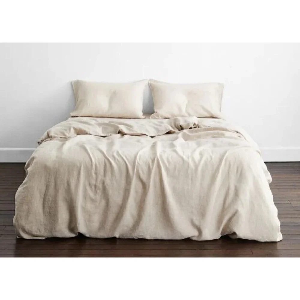 New Bed Threads Oatmeal French Flax Linen DUVET COVER Twin/Twin XL Tan